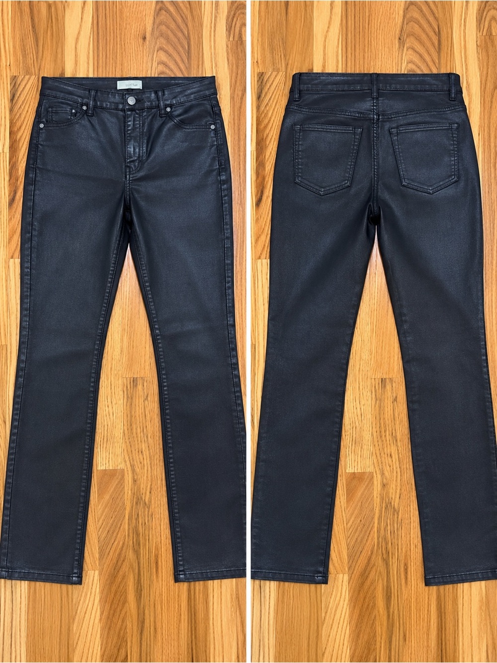 LOFT Denim Coated Black Grunge Skinny Jeans Size 16 (33 Waist)